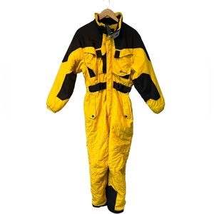 Vintage Yellow and Black Kids Snowsuit